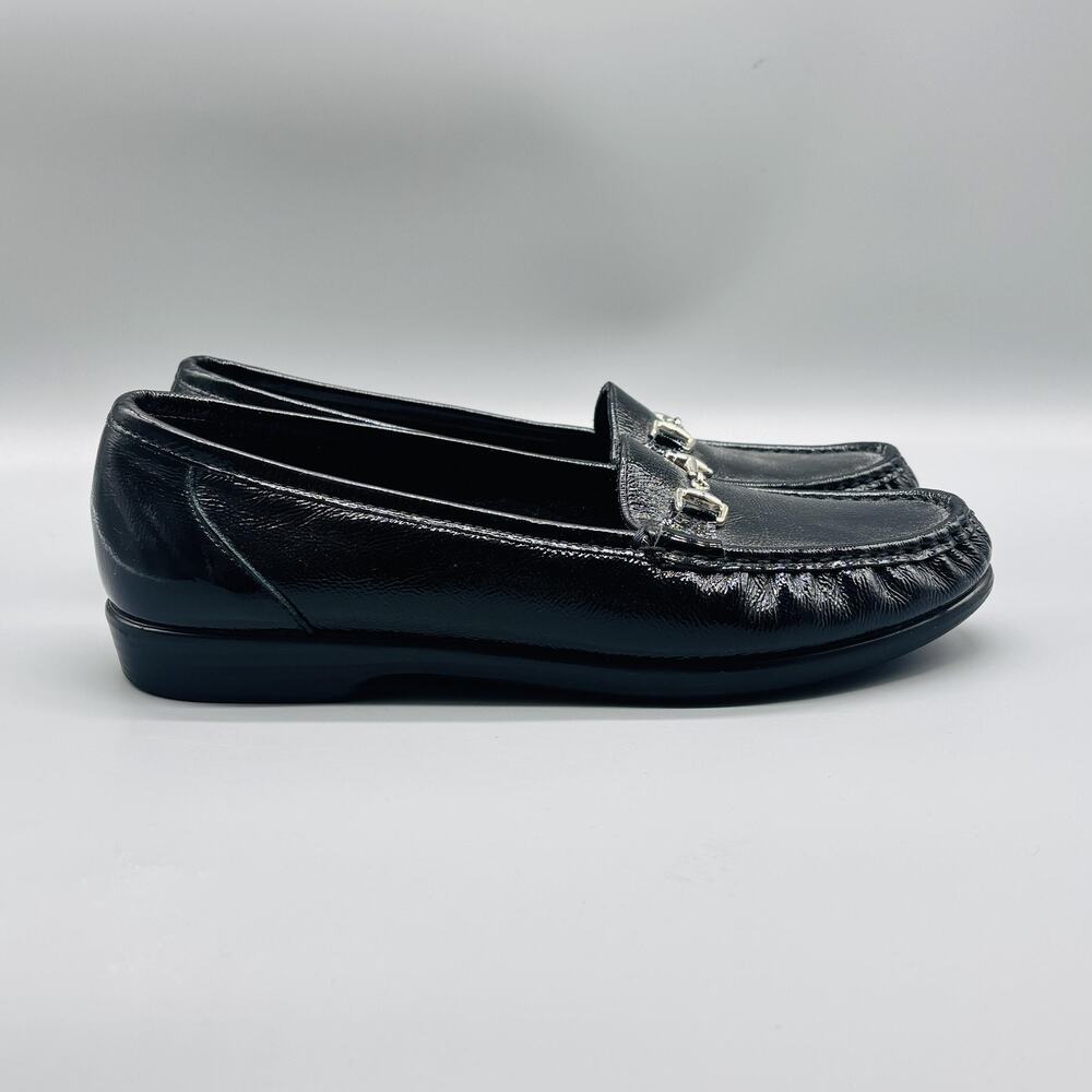 SAS Shoes Women 9.5 Black Leather Tripad Comfort Horsebit Loafer Moc Toe Slip On